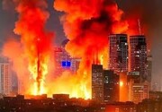 آتش در خلیج حیفا درپی حمله موشکی ایران + ویدئو